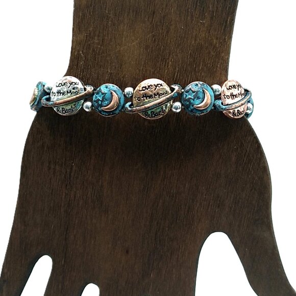 Love You To The Moon & Back Celestial Stretch Disc Bracelet - Picture 15 of 16